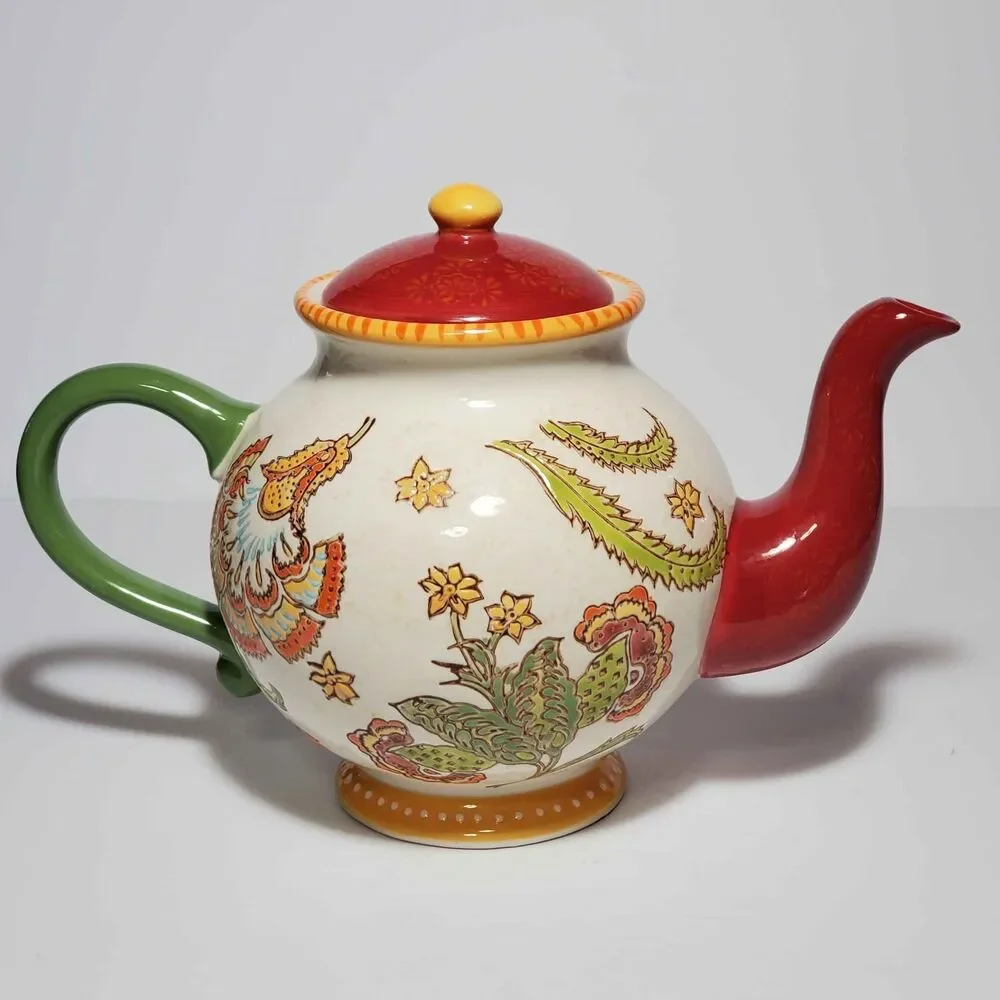 Artistic Accents Teapot Floral Orange